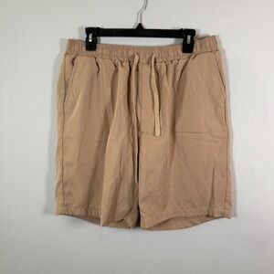 COOFANDY Men's Tan Drawstring Elastic Waist Casual Shorts Size L